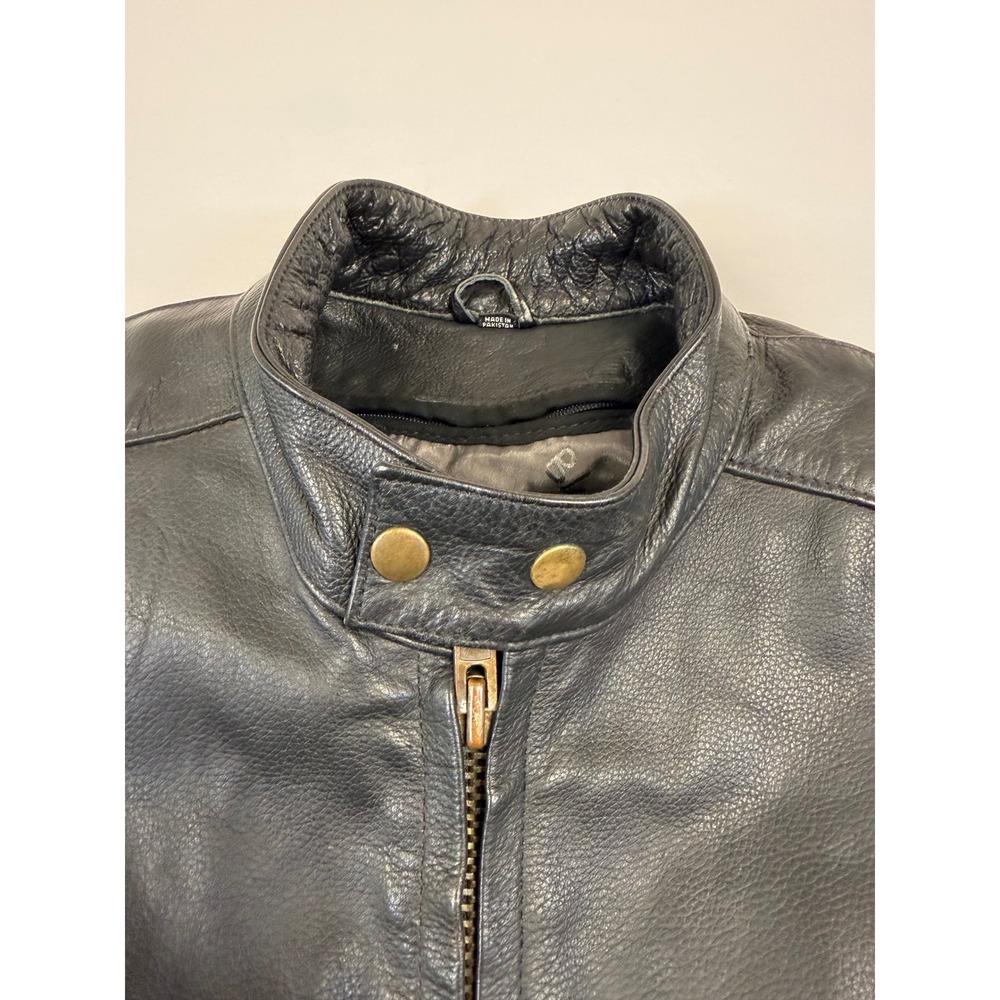 Leather King Black Hills Mens Black Leather Motorcycle Jacket Thinsulate Size 44 - Picture 3 of 15